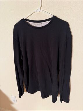 Men's Long-Sleeve Black Thermal Crew Shirt